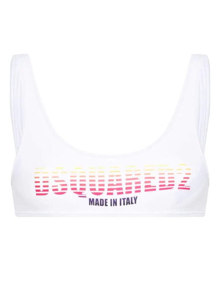 DSQUARED2 logo-print bikini top - White Cover