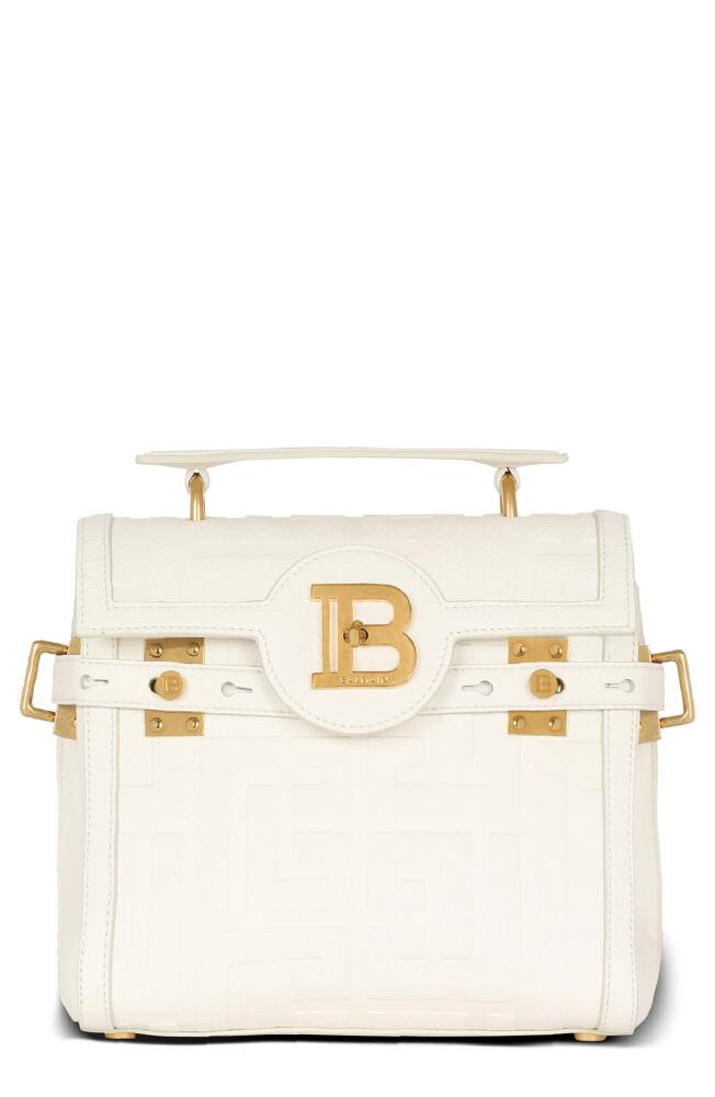 Balmain B-Buzz 23 Monogram Leather Top Handle Bag in Cream Cover