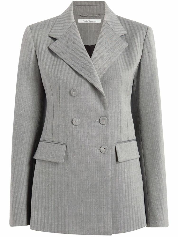 Another Tomorrow herringbone double-breasted blazer - Grey Cover