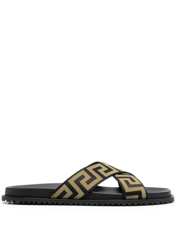 Versace logo-print open-toe slides - Black Cover