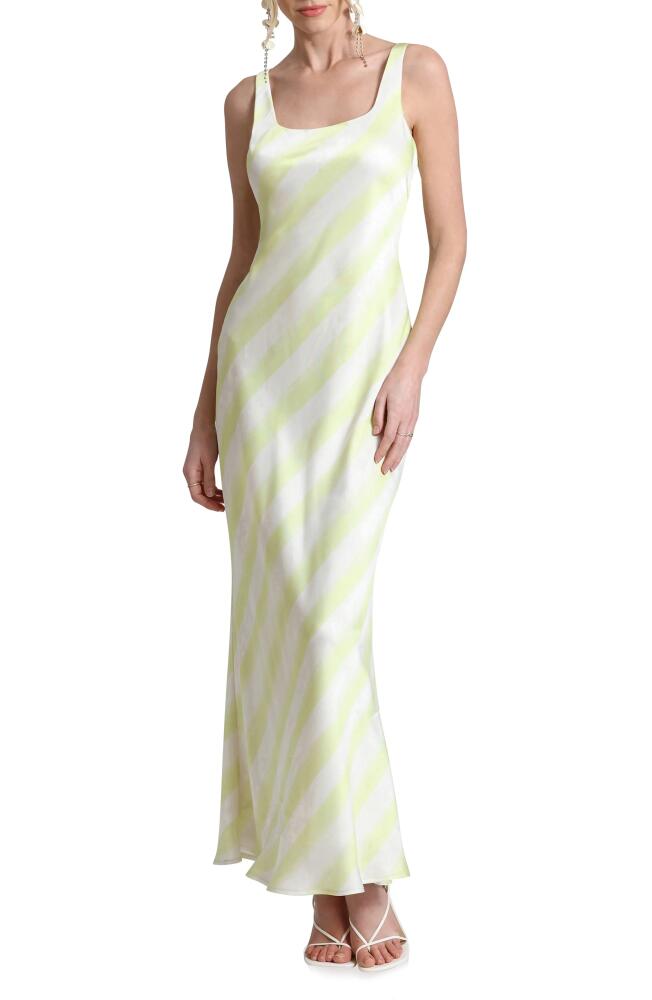 Avec Les Filles Bias Cut Maxi Dress in Kiwi Twist Stripe Cover