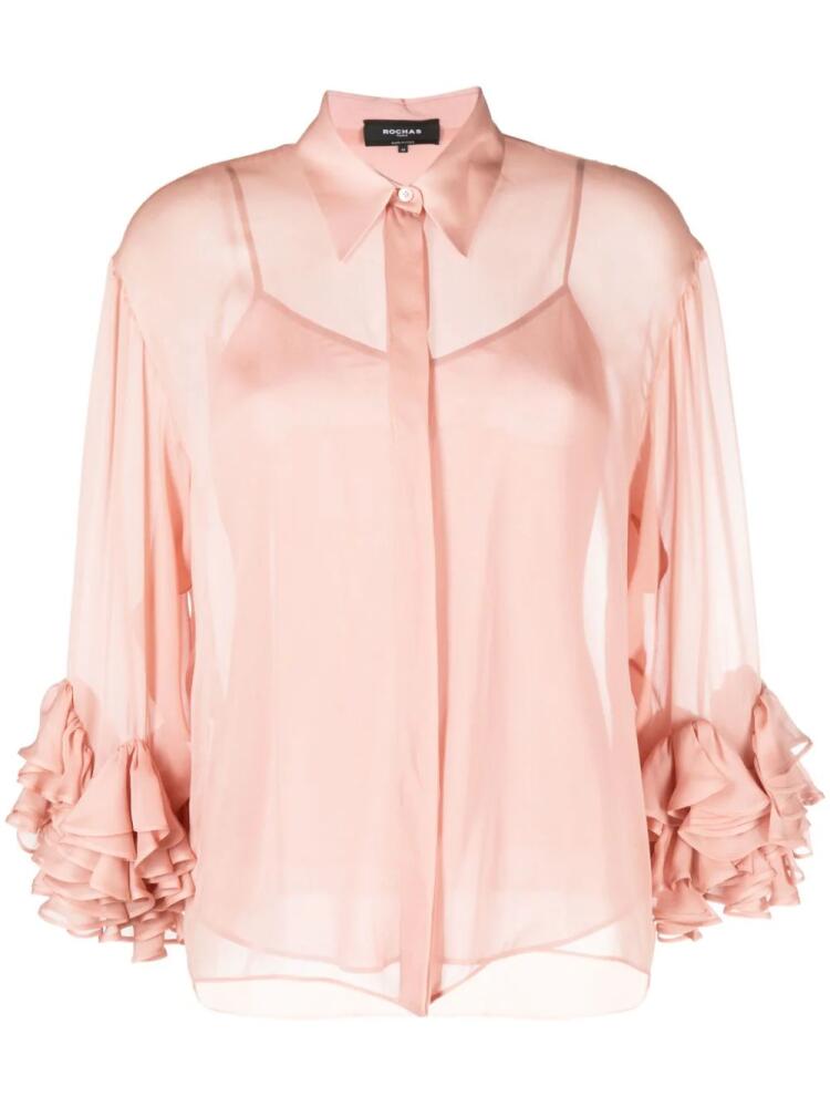 Rochas layered ruffled silk shirt - Pink Cover