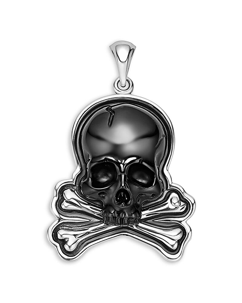 Lagos Men's Sterling Silver Anthem Black Agate Skull & Crossbone Pendant - Exclusive Cover