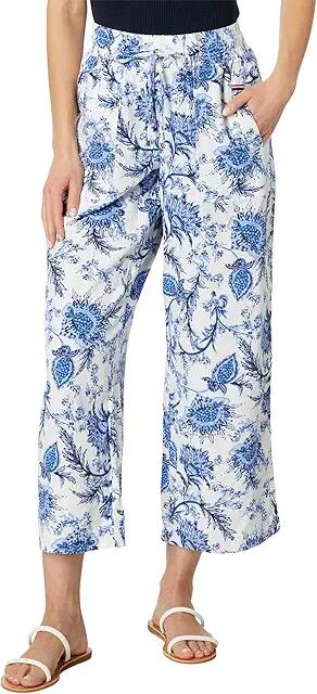 Tommy Hilfiger Printed Linen Pants (Bright White Multi) Women's Casual Pants Cover