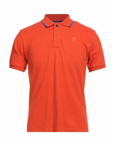 North Sails Man Polo shirt Orange Cotton, Elastane Cover