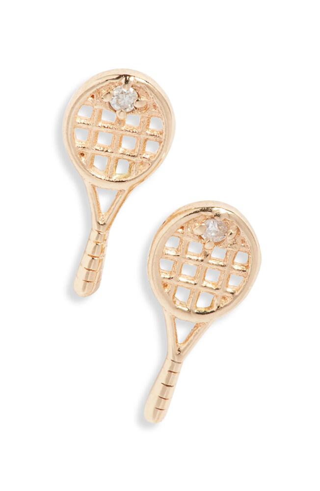 Anzie Love Letter Tennis Diamond Stud Earrings in Gold Cover