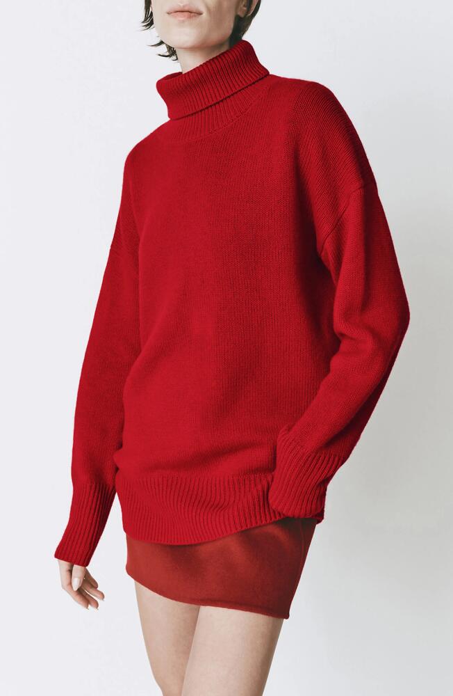 RUE SOPHIE Garches Turtleneck Wool & Cashmere Tunic Sweater in Rouge Cover