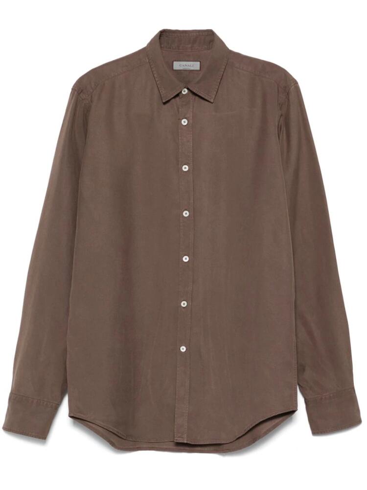 Canali classic-collar twill shirt - Brown Cover