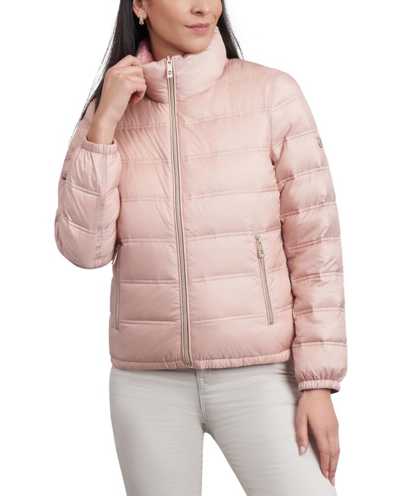 Michael Michael Kors Women's Reversible Shine Down Puffer Coat, Created for Macy's - Rosewater/Dusty Rose Cover