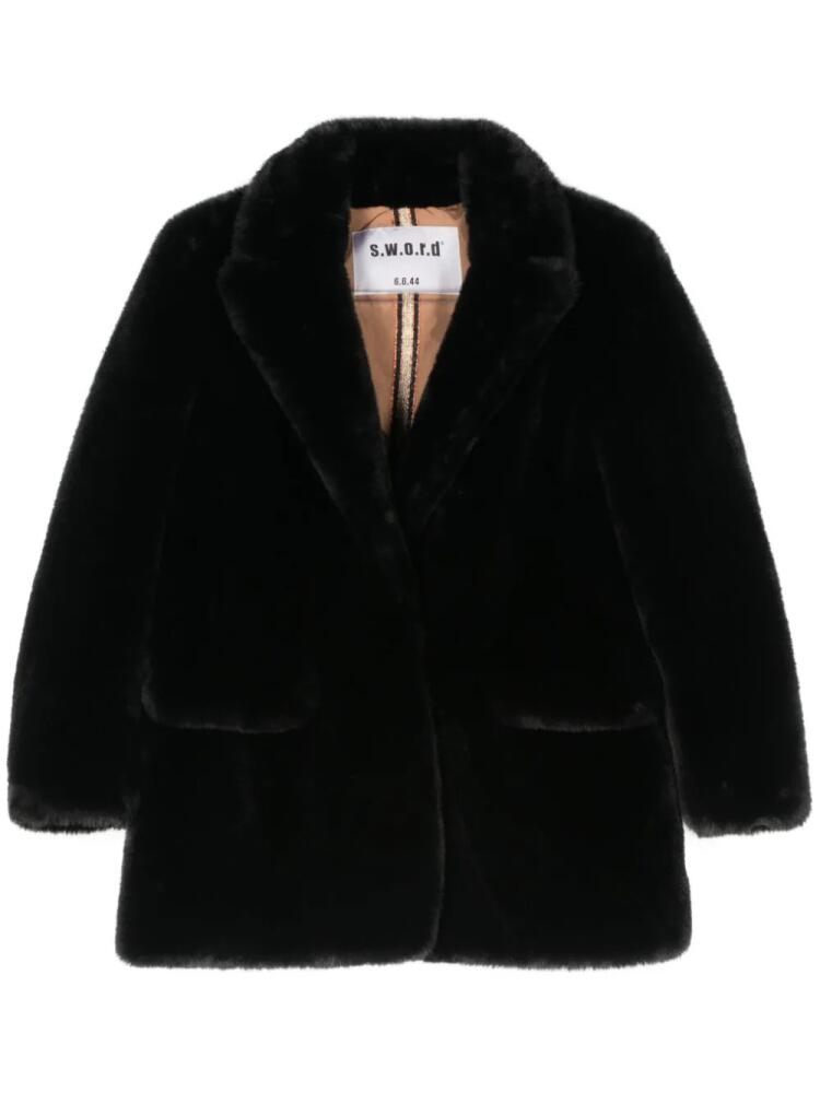 S.W.O.R.D 6.6.44 notched-lapels faux-fur jacket - Black Cover