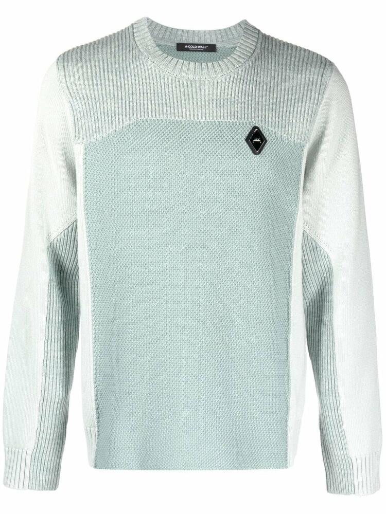 A-COLD-WALL* logo plaque colour-block jumper - Blue Cover