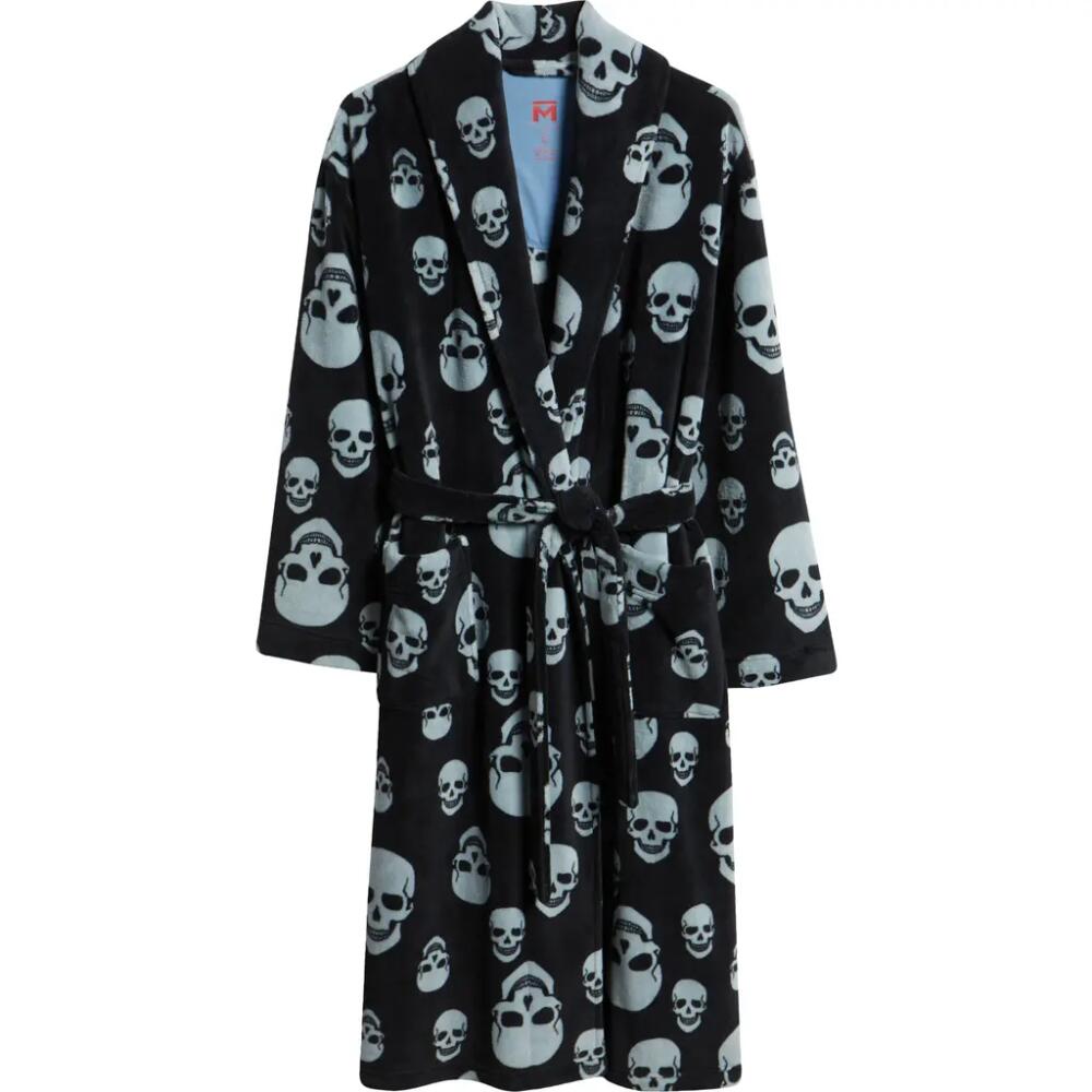 Majestic International High Note Skull Print Plush Shawl Robe Cover