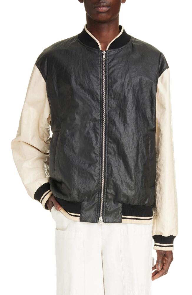 Dries Van Noten Volker Coated Linen Bomber Jacket in Black 900 Cover