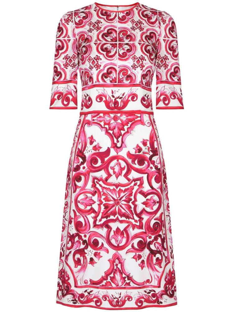 Dolce & Gabbana Majolica-print midi dress - Red Cover