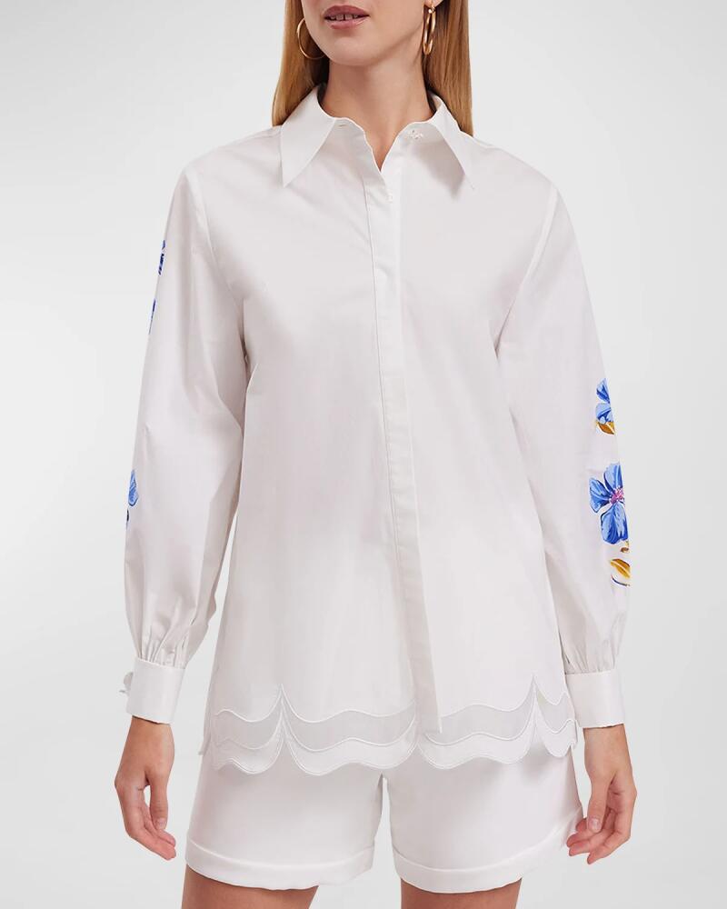 Anne Fontaine Zephyra Floral-Print Cotton Poplin Shirt Cover