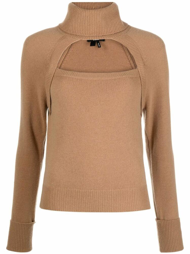 PAIGE cut-out detail roll-neck sweater - Brown Cover