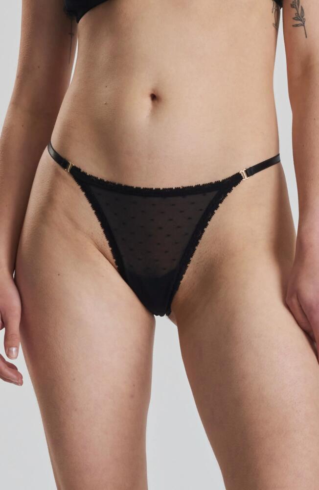 PEACHAUS Matsu Recycled-Lace Low-Rise Thong in Volcanic Black Cover