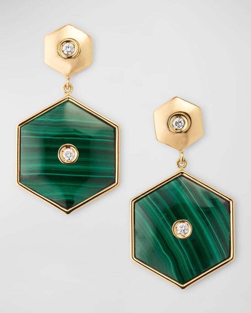 Miseno Baia Sommersa 18K Yellow Gold Malachite and Diamond Earrings Cover