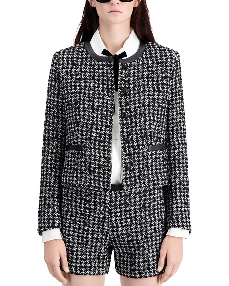 The Kooples Chic Houndstooth Long Sleeve Blazer Cover