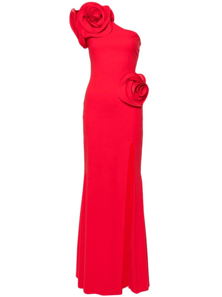 Ana Radu floral-appliqué one-shoulder dress - Red Cover