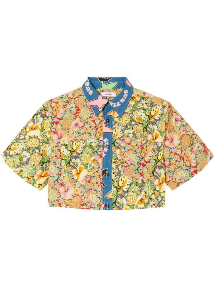 RE/DONE patchwork-design cropped shirt - Yellow Cover