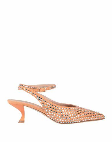 Eddy Daniele Woman Pumps Apricot Soft Leather, Swarovski Crystal Cover