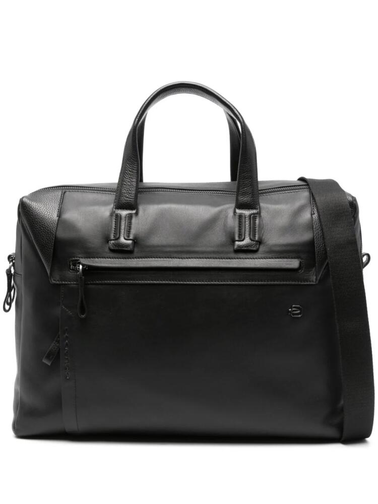 PIQUADRO logo-plaque leather briefcase - Black Cover