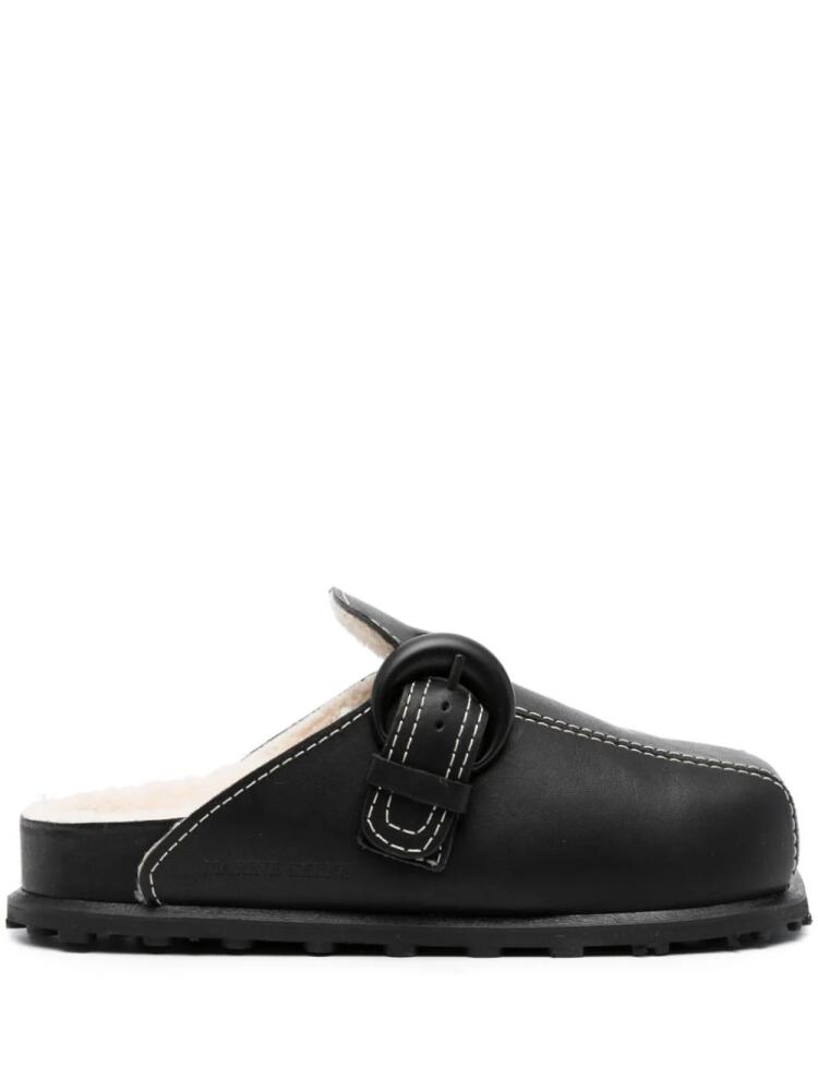 Marine Serre leather slide sandals - Black Cover