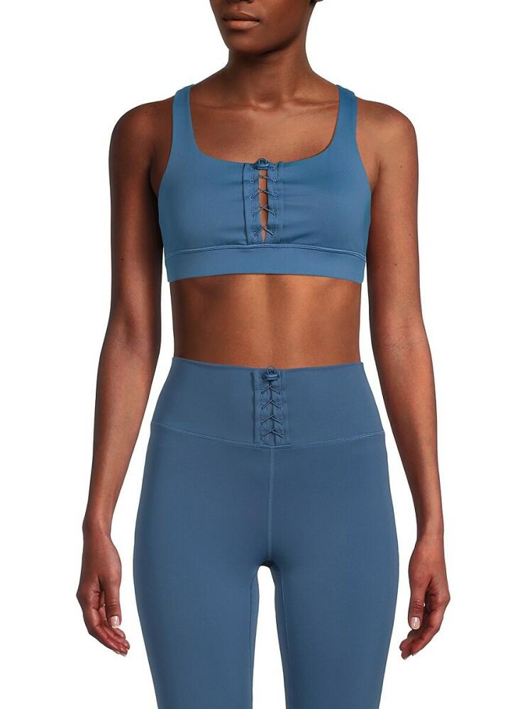 IVL Women's Lace Up Racerback Sports Bra - Coronet Blue Cover