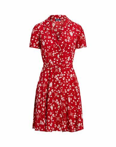 Polo Ralph Lauren Nautical-motif Minidress Woman Mini dress Red Viscose Cover