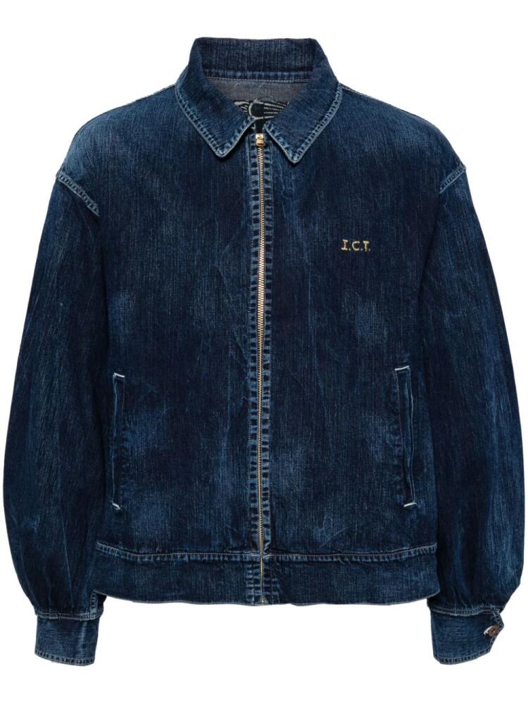 visvim embroidered-logo denim jacket - Blue Cover