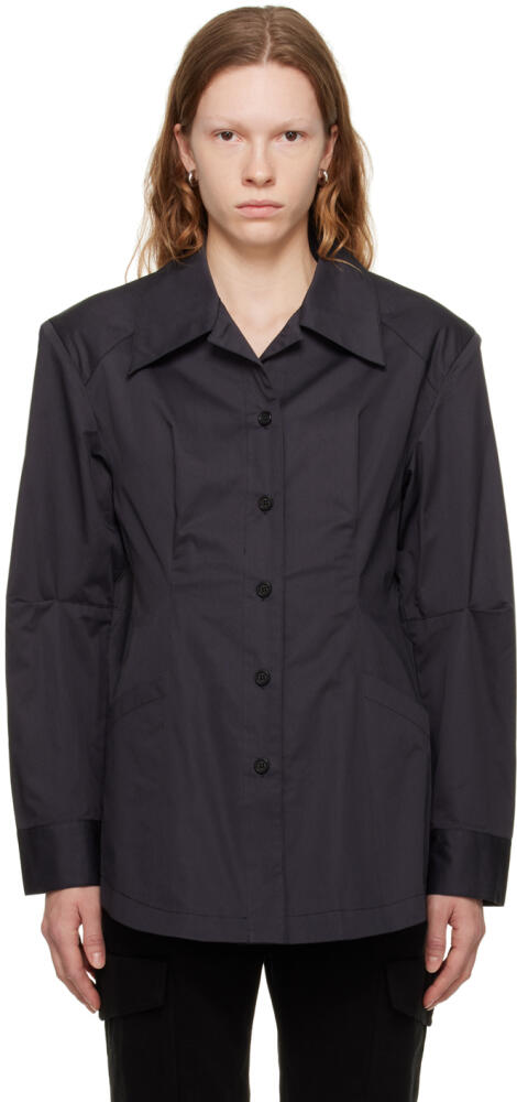 DRAE Navy Pointed Collar Shirt Cover