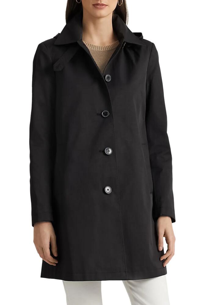 Lauren Ralph Lauren Balmacaan Single Breasted Raincoat in Black Cover