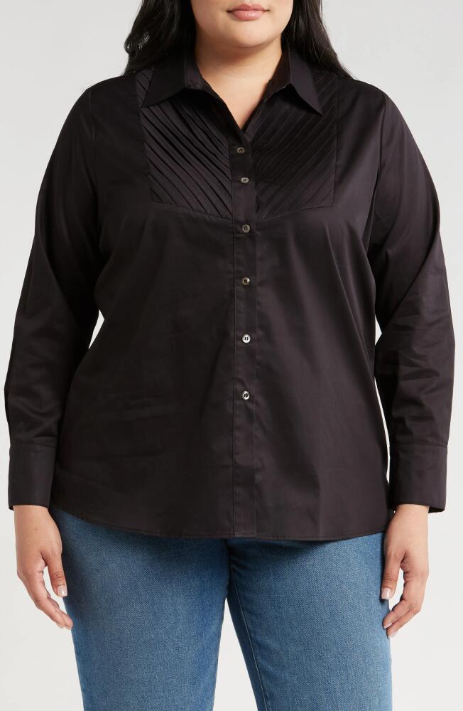 HARSHMAN Kaliyah Pleated Button-Up Shirt in Black Cover