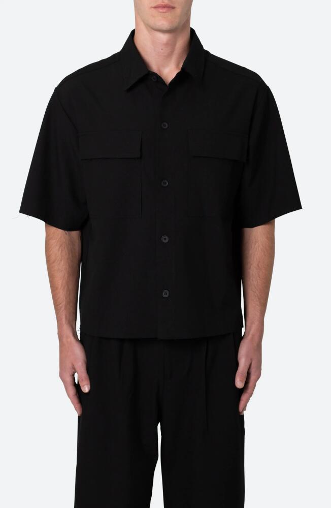 mnml Oversize Crop Short Sleeve Button-Up Shirt in Black Cover