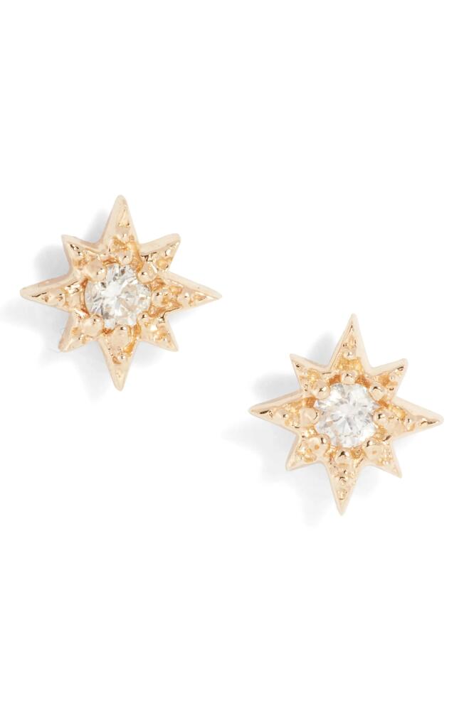 Anzie Petite Diamond North Star Stud Earrings in Gold/Diamond Cover