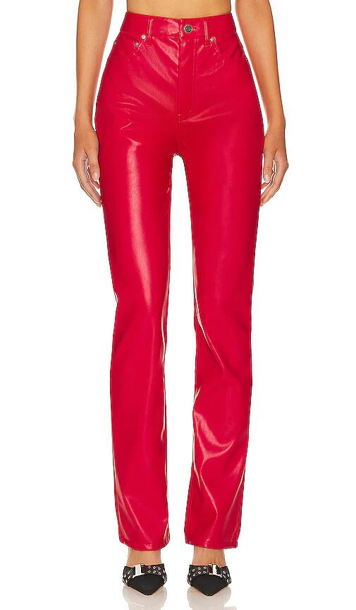 AFRM Faux Leather Heston Straight Leg Pants in Red Cover