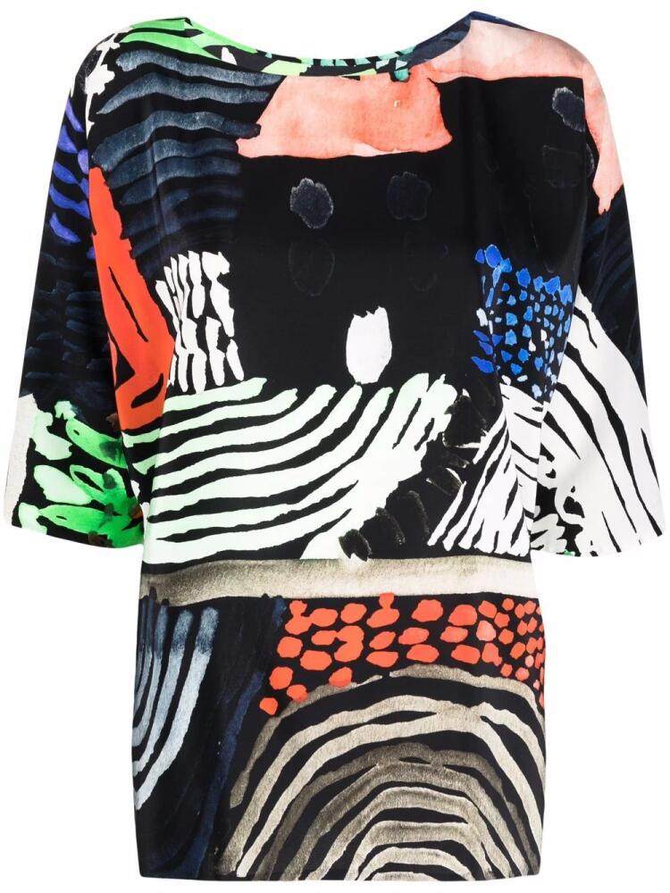 Daniela Gregis abstract-print silk blouse - Black Cover