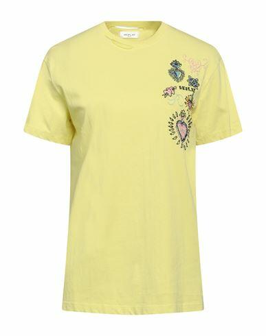 Replay Woman T-shirt Light yellow Cotton Cover