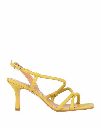 Paolo Mattei Woman Sandals Yellow Textile fibers Cover