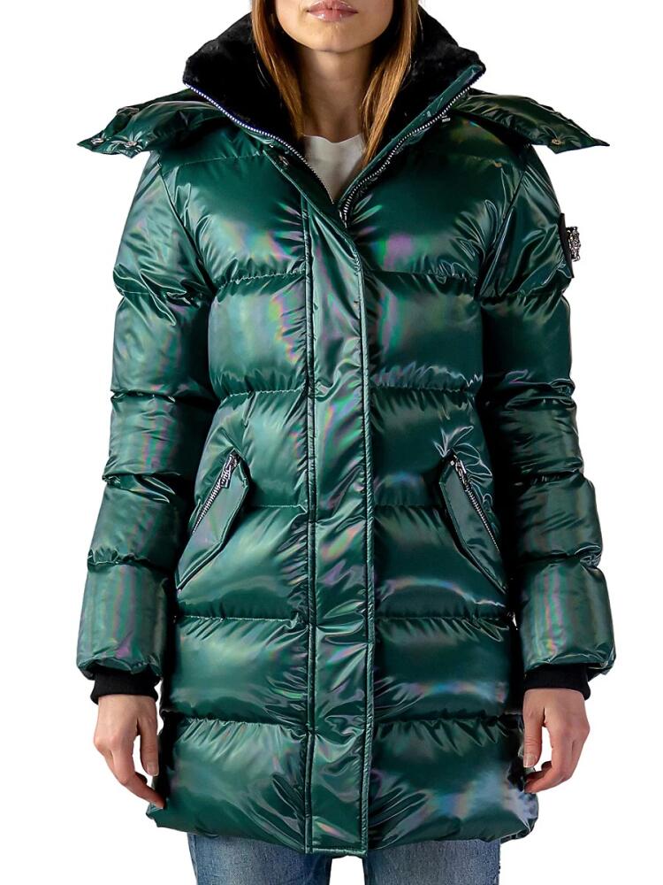 Woodpecker Women's Penguin Faux Fur Lined Puffer Coat - Avocado Cover