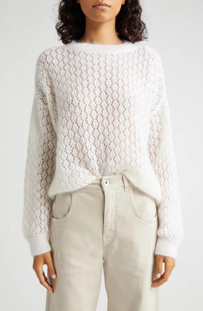 Eleventy Open Stitch Mohair & Silk Sweater in Bianco Cover