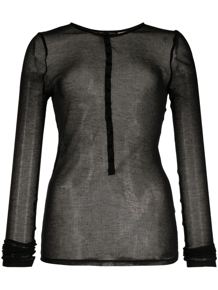 Kiki de Montparnasse Ribbed Intime henley top - Black Cover