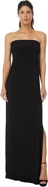 Norma Kamali Strapless Tailored Side Slit Gown (Black) Women's Dress Cover