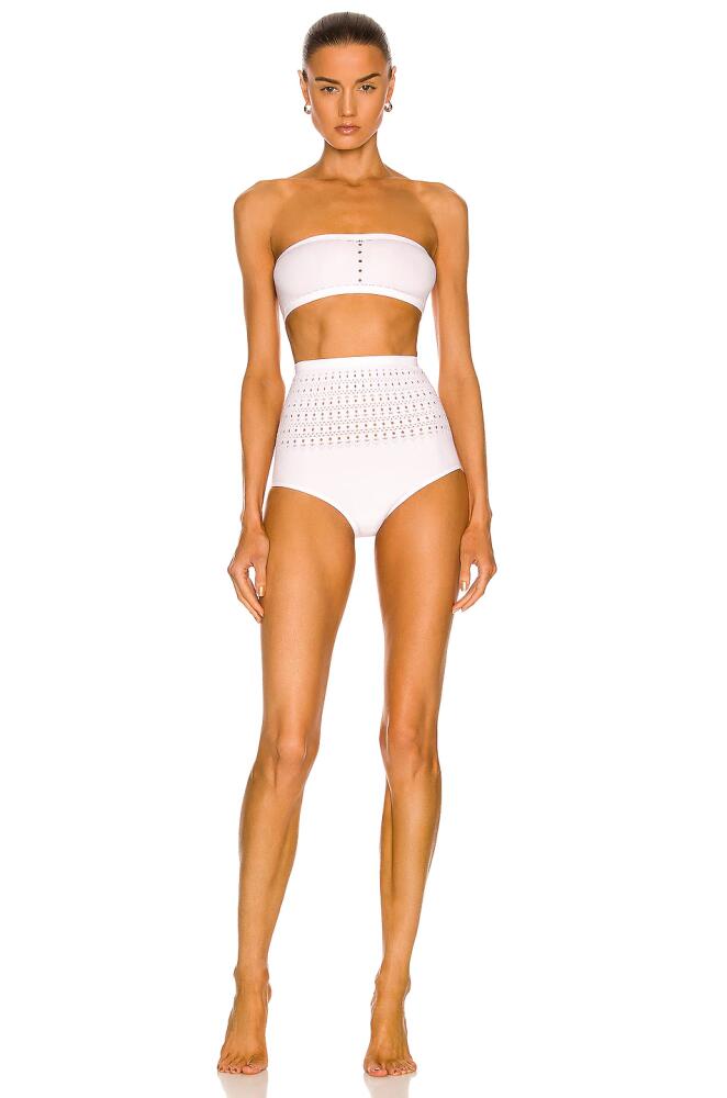 ALAÏA Seamless Perforated Bikini Set in White Cover