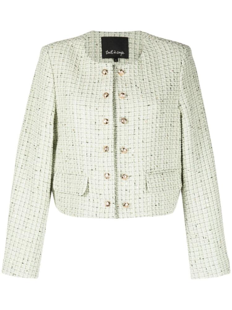 tout a coup round-neck tweed cardigan - Green Cover