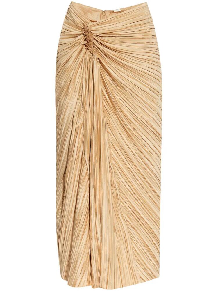 Cult Gaia draped-detailed midi skirt - Neutrals Cover