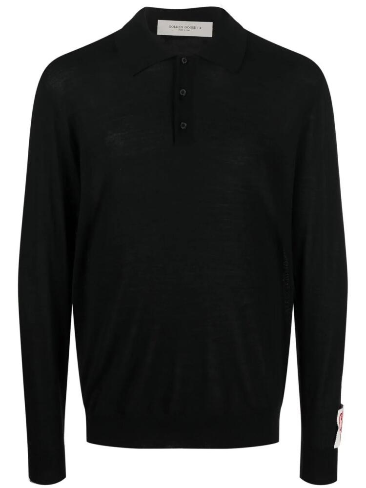 Golden Goose long-sleeve knitted polo shirt - Black Cover