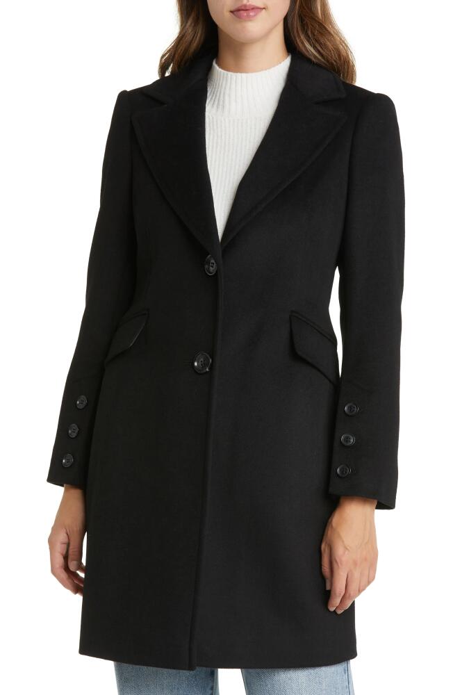 Sam Edelman Wool Blend Notch Collar Coat in Black Cover