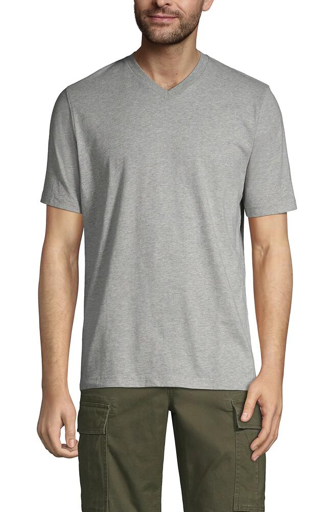 Lands' End Super-T Short Sleeve V-Neck T-Shirt in Gray Heather Cover